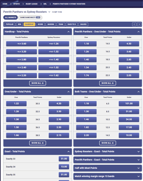 BetGalaxy odds display